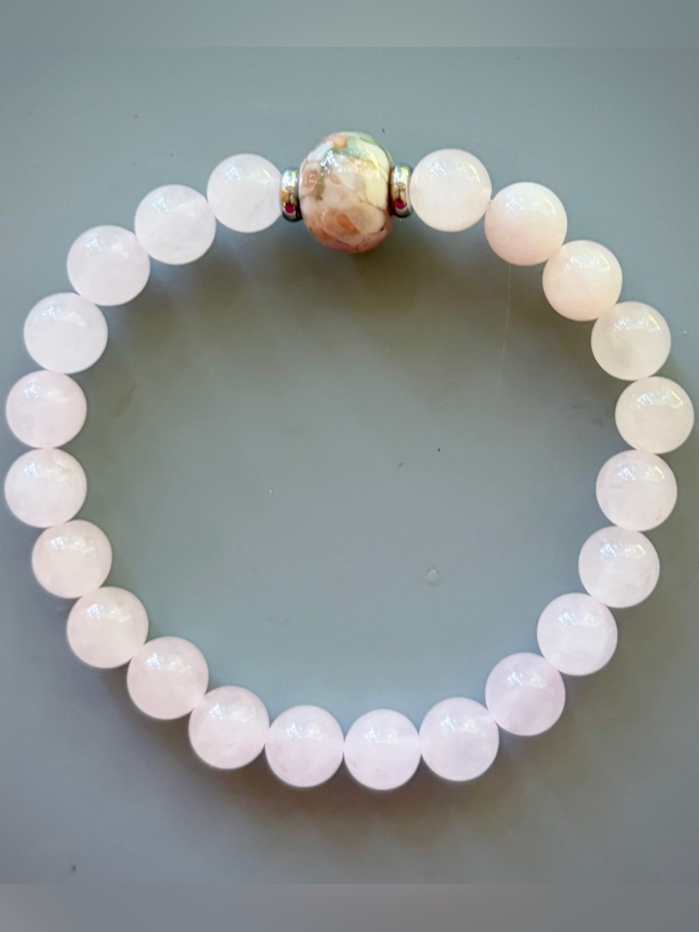 Soft Pink Rose Quartz Handcrafted Bead Bracelet